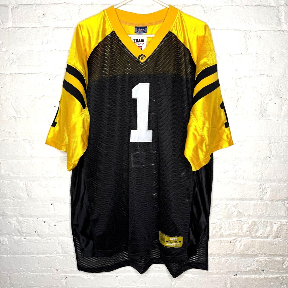 NEW University Of Iowa Hawkeyes NCAA Football SZ XL Jersey #1 Gold Black